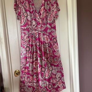 Croft & Barrow Fuchsia Paisley Midi Dress